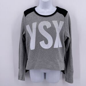 VSX Sport Sz M Cut Out Open Back Athletic Sweatshirt Gray Long Sleeve Workout